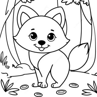 Pagina Para Colorear De Zorro Kawaii Jugueton En El Bosque 83089-24472