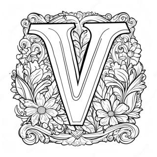 Pagina Para Colorear De La Letra V Vintage 83677-24937