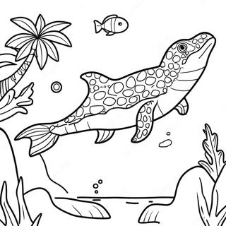 Pagina Para Colorear Del Mosasaurus Nadando En El Oceano 83804-25032