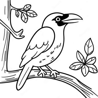 Pagina Para Colorear De Un Cuervo Real Posado En Una Rama 84420 25517