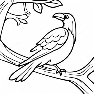 Pagina Para Colorear De Un Cuervo Real Posado En Una Rama 84420 25519