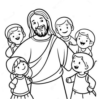 Pagina Para Colorear De Jesus Alegre Con Ninos 84753-25775