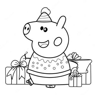 Pagina Para Colorear De Peppa Pig Con Un Sueter Festivo 85263-26254