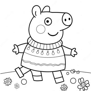 Pagina Para Colorear De Peppa Pig Con Un Sueter Festivo 85263-26255