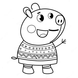 Pagina Para Colorear De Peppa Pig Con Un Sueter Festivo 85263-26256