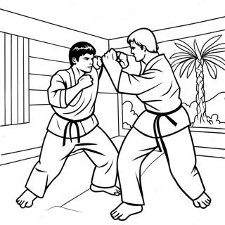 Pagina Para Colorear De La Escena Del Dojo De Cobra Kai 85596-26512