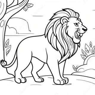 Pagina Para Colorear De Un Leon Majestuoso Rugiendo 86491-27236