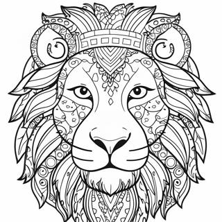 Pagina Para Colorear De La Cara Detallada De Un Leon 86492-27237