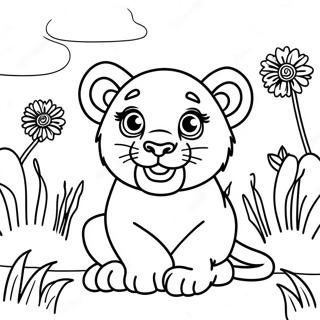 Pagina Para Colorear De Un Cachorro De Leon Jugando En La Hierba 86493-27241