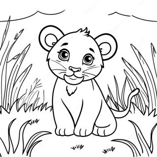 Pagina Para Colorear De Un Cachorro De Leon Jugando En La Hierba 86493-27242