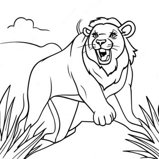 Pagina Para Colorear De Una Leona Feroz Cazando 86494-27245