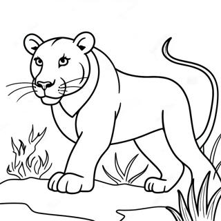 Pagina Para Colorear De Una Leona Feroz Cazando 86494-27247