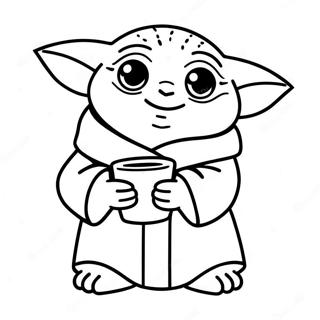 Pagina Para Colorear De Baby Yoda Sosteniendo Una Taza 8652-1953