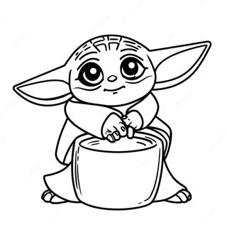 Pagina Para Colorear De Baby Yoda Sosteniendo Una Taza 8652-1954