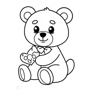 Pagina Para Colorear De Un Tierno Oso De Peluche Del Dia De San Valentin 86623-27328
