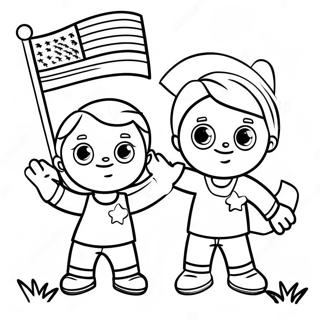 Pagina Para Colorear De Ninos Celebrando El Dia De La Bandera 87777-28219