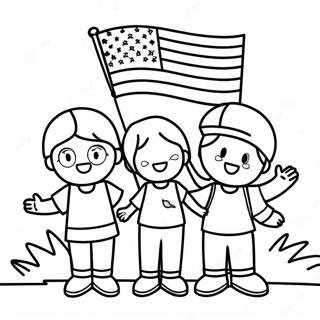 Pagina Para Colorear De Ninos Celebrando El Dia De La Bandera 87777-28220