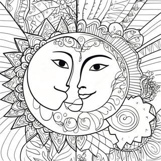 Pagina Para Colorear De Sol Y Luna Bohemios Intrincados 88442 28903