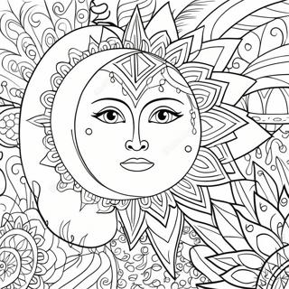 Pagina Para Colorear De Sol Y Luna Bohemios Intrincados 88442 28904