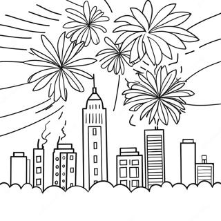 Pagina Para Colorear De Fuegos Artificiales Festivos Sobre La Ciudad 88497-28953