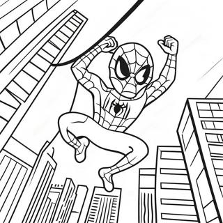 Pagina Para Colorear De Spiderman Adorable Balanceandose Por La Ciudad 88571-29002