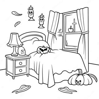 Pagina Para Colorear De Habitacion De Halloween Espeluznante 88832-29216