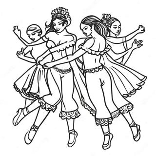 Pagina Para Colorear De Bailarines Vibrantes De Fiesta 89603-29808