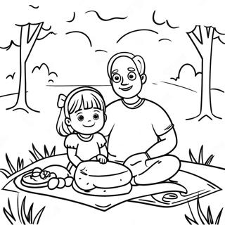 Pagina Para Colorear De Picnic De Hija Y Padre Adorables 90458-30472