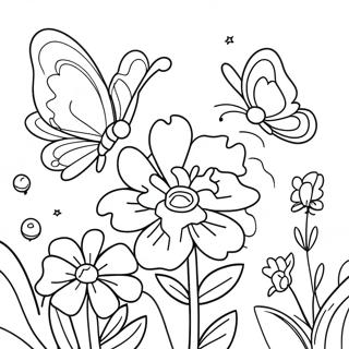 Pagina Para Colorear De Jardin De Mariposa De Flor Colorida 91226-31125