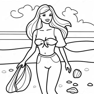 Barbie En La Playa Pagina Para Colorear 915-1676