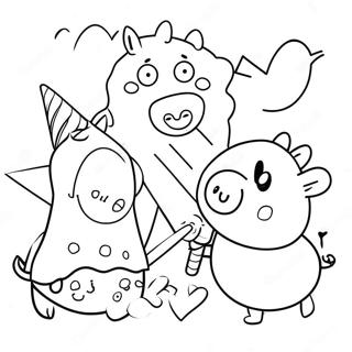 Pagina Para Colorear De Peppa Pig Y Sus Amigos Con Helado 92248-31935