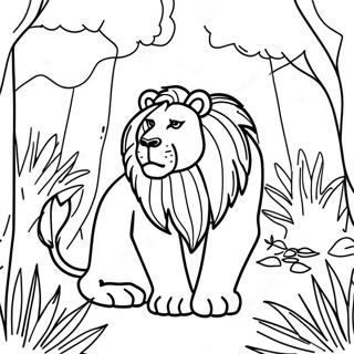 Pagina Para Colorear De Un Majestuoso Leon En La Selva 92324-31988