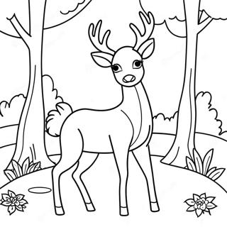 Pagina Para Colorear De Un Ciervo Elegante En El Bosque 92326-31995