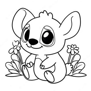 Pagina Para Colorear De Stitch Bonito Con Flores 92376-32026