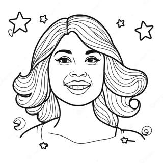 Pagina Para Colorear De La Feliz Selena Con Estrellas 92560-32180