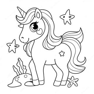 Pagina Para Colorear Sirena Unicornio Linda Con Una Estrella De Mar 93382 32819