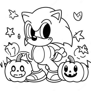 Pagina Para Colorear De Sonic Con Calabazas De Halloween 93535-32932