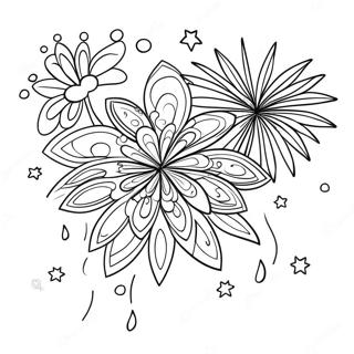 Pagina Para Colorear De Los Fuegos Artificiales Coloridos De Ano Nuevo 93560 32952