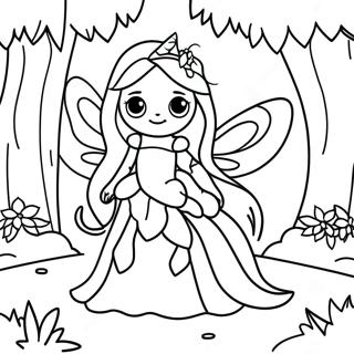 Página Para Colorear De Un Hada Encantadora En Un Bosque Páginas Para Colorear