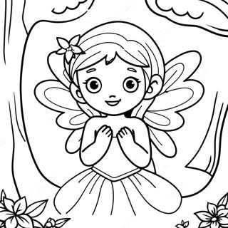 Página Para Colorear De Un Hada Encantadora En Un Bosque Páginas Para Colorear