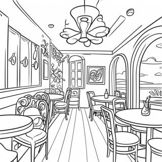 Pagina Para Colorear Del Interior Acogedor De Un Restaurante 93997-33286