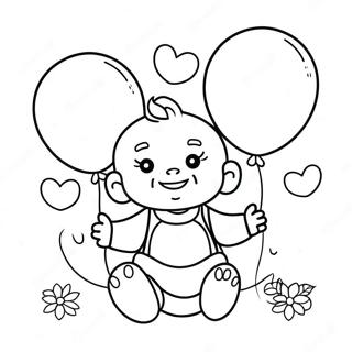 Pagina Para Colorear De Bebe Feliz Con Globos 94284 33592