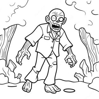 Pagina Para Colorear De Un Zombie Aterrador Caminando 95106-34343