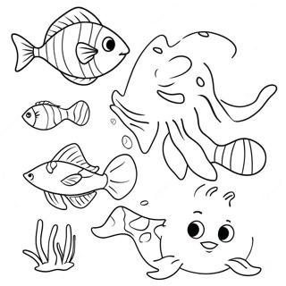 Pagina Para Colorear Inversa Juguetona De Criaturas Submarinas 96468-35451