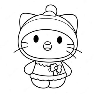 Pagina Para Colorear De Hello Kitty Con Un Gorro De Santa 96568-35518