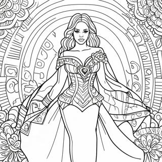 Pagina Para Colorear De Beyonce En Un Atuendo Glamuroso 97676-36645