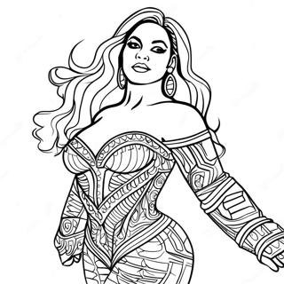 Pagina Para Colorear De Beyonce En Un Atuendo Glamuroso 97676-36646