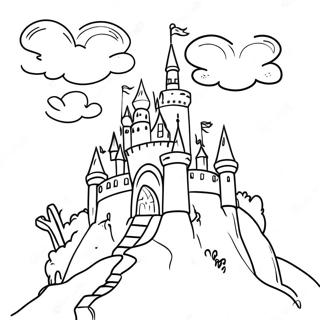 Pagina Para Colorear De Un Castillo Magico En Una Colina 97753 36745
