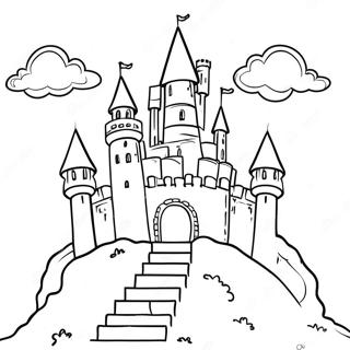 Pagina Para Colorear De Un Castillo Magico En Una Colina 97753 36746