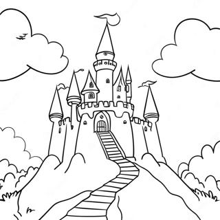 Pagina Para Colorear De Un Castillo Magico En Una Colina 97753 36747
